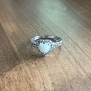 Heart Shaped Oval w/ White Sapphire Ring